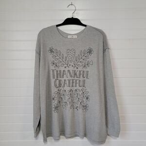 Gray Graphic Long Sleeve Top